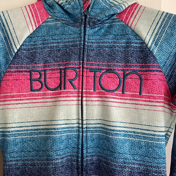 Burton Columbo Spellout full zip pink teal hoodie jacket fleece interior small - Picture 3 of 7